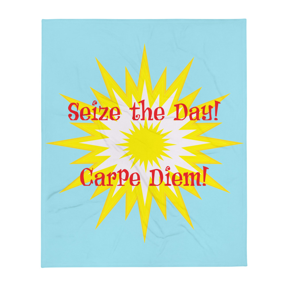 Seize the Day Carpe Diem Inspirational Throw Blanket Red